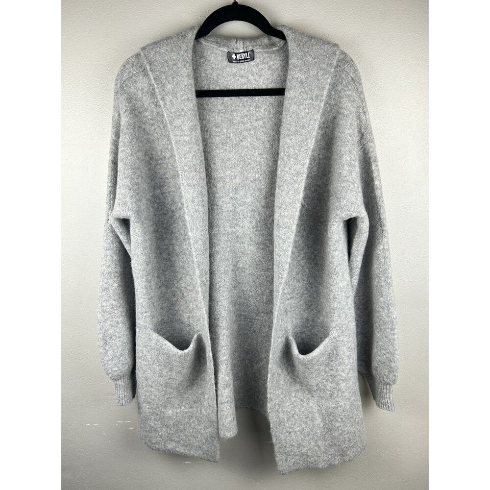 Beryll Cardigan Sweater Womens One Size gray Cashmere Hooded Pockets EUC